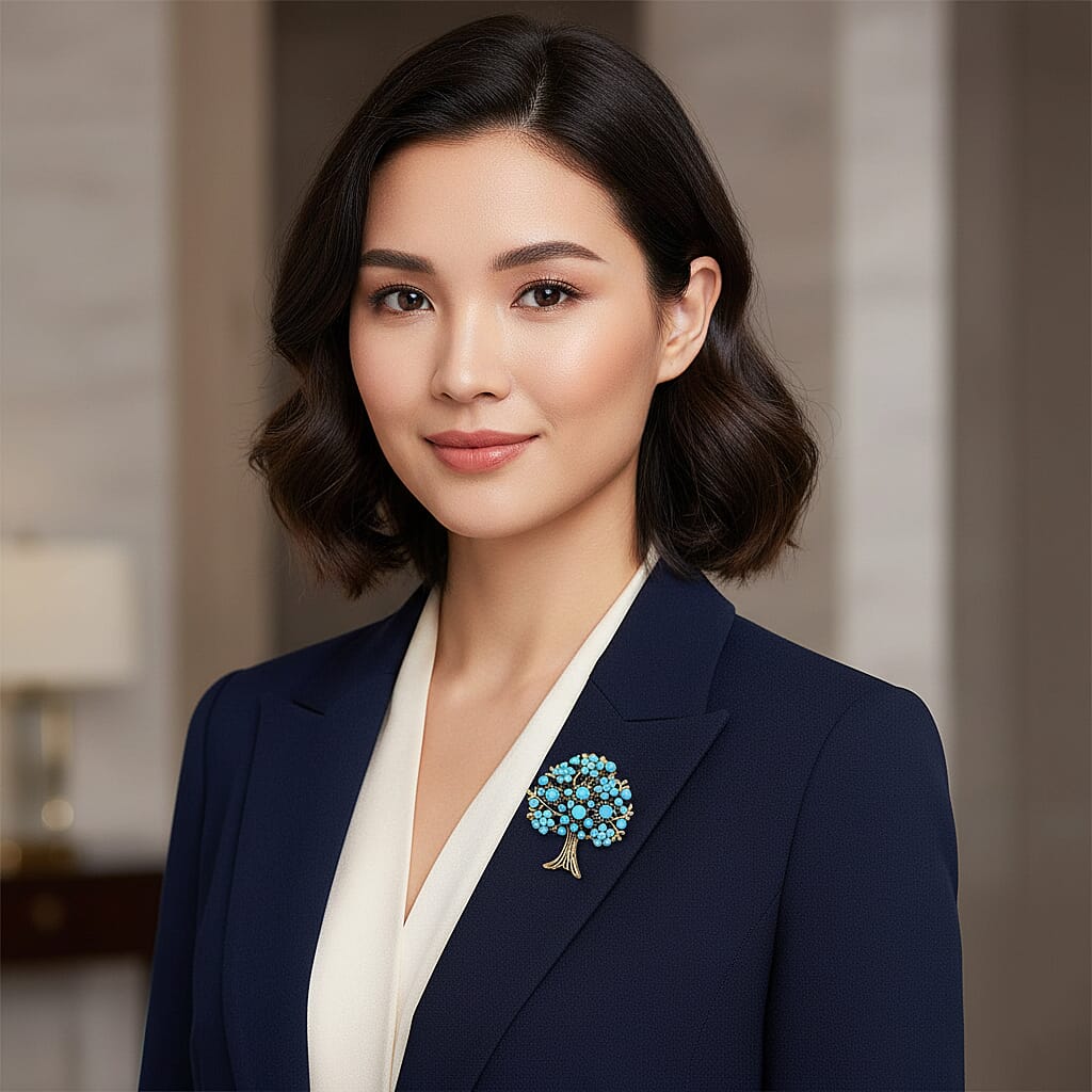 Austrian Blue Crystal Tree Brooch 8256476 2