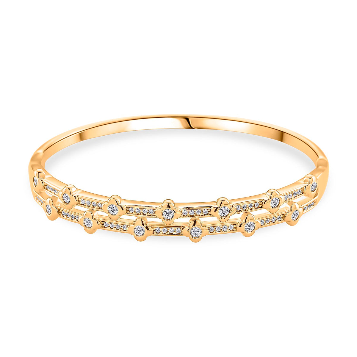 Austrian White Crystal Bubble Bangle (Size 7) in Yellow Gold Plated 8244430 0