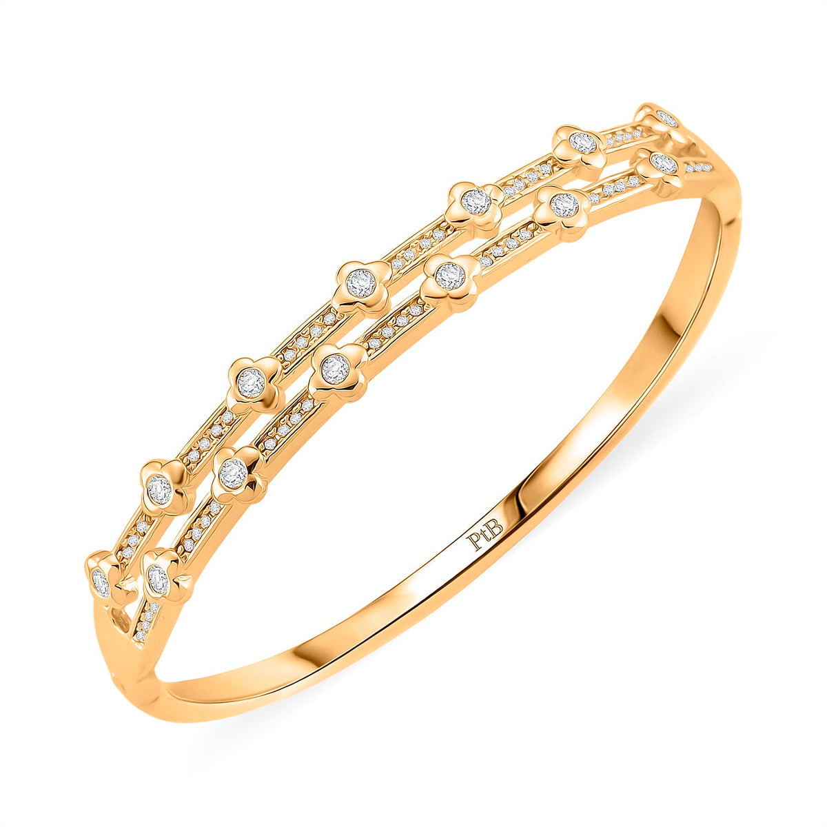 Austrian White Crystal Bubble Bangle (Size 7) in Yellow Gold Plated 8244430 4