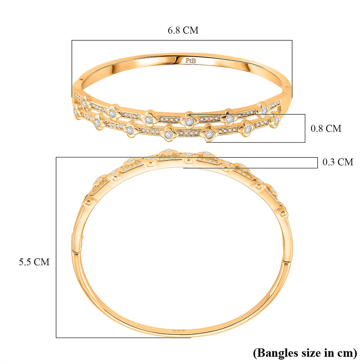 Austrian White Crystal Bubble Bangle (Size 7) in Yellow Gold Plated 8244430 7