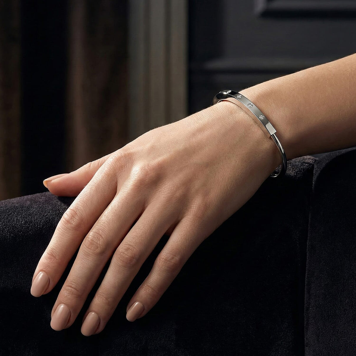 Austrian White Crystal Cuff Bangle 8239313 3