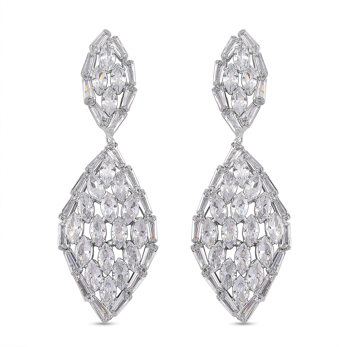 Boutique Collection - Austrian White Crystal Dangling Earrings in White Gold Plated 8254420 0
