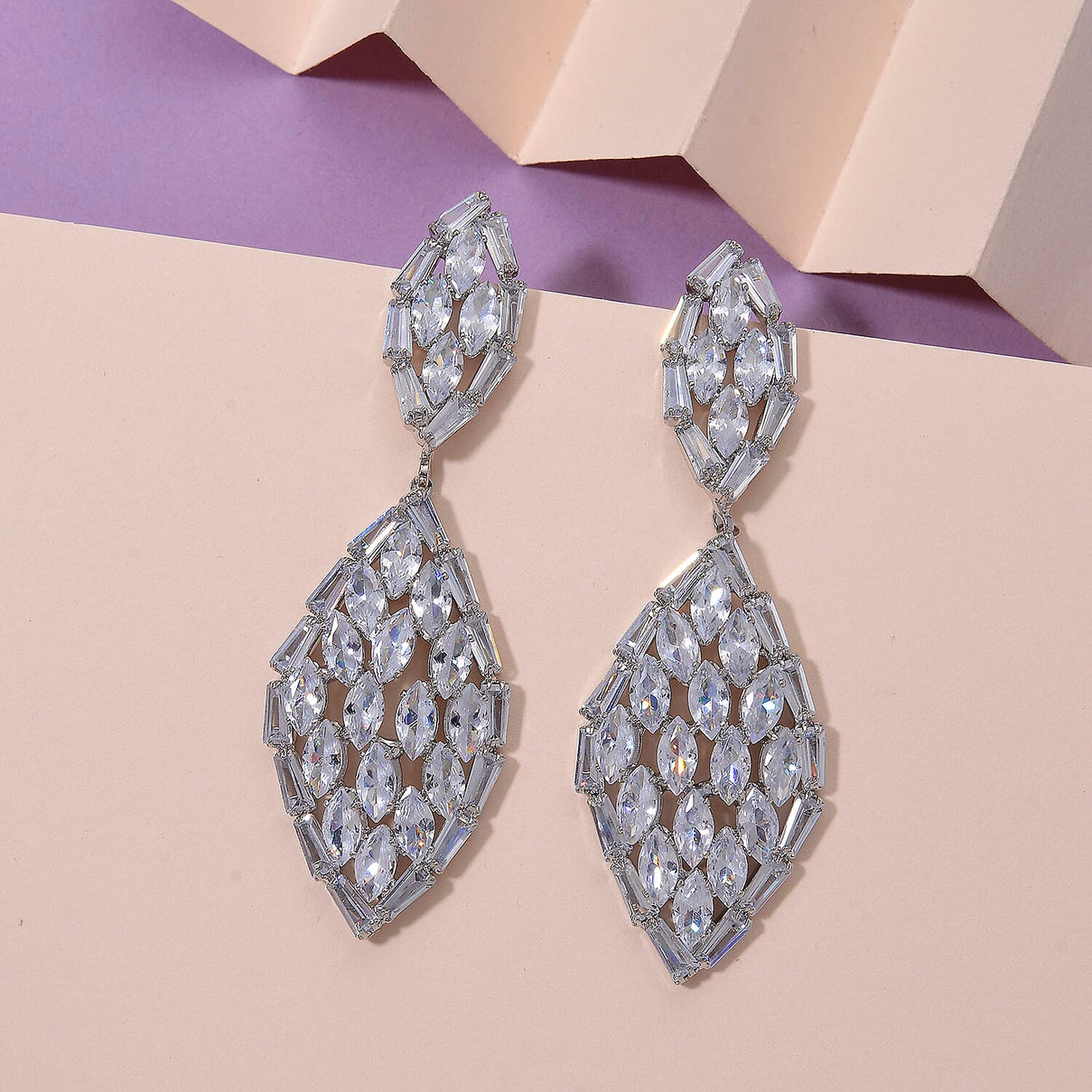 Boutique Collection - Austrian White Crystal Dangling Earrings in White Gold Plated 8254420 1