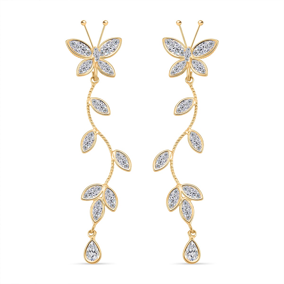 Cascade Collection - Austrian White Crystal Earrings with Push Back in Yellow Gold Plated 8184202 0