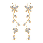 Cascade Collection - Austrian White Crystal Earrings with Push Back in Yellow Gold Plated