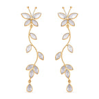 Cascade Collection - Austrian White Crystal Earrings with Push Back in Yellow Gold Plated