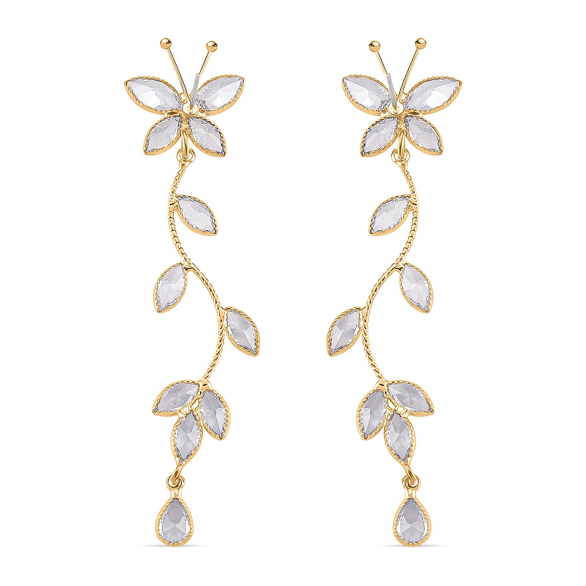 Cascade Collection - Austrian White Crystal Earrings with Push Back in Yellow Gold Plated 8184202 5