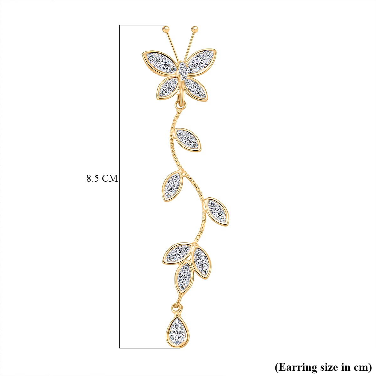 Cascade Collection - Austrian White Crystal Earrings with Push Back in Yellow Gold Plated 8184202 6