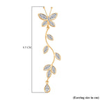 Cascade Collection - Austrian White Crystal Earrings with Push Back in Yellow Gold Plated