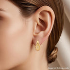Austrian White Crystal Earrings with Clasp in Yellow Gold Plated