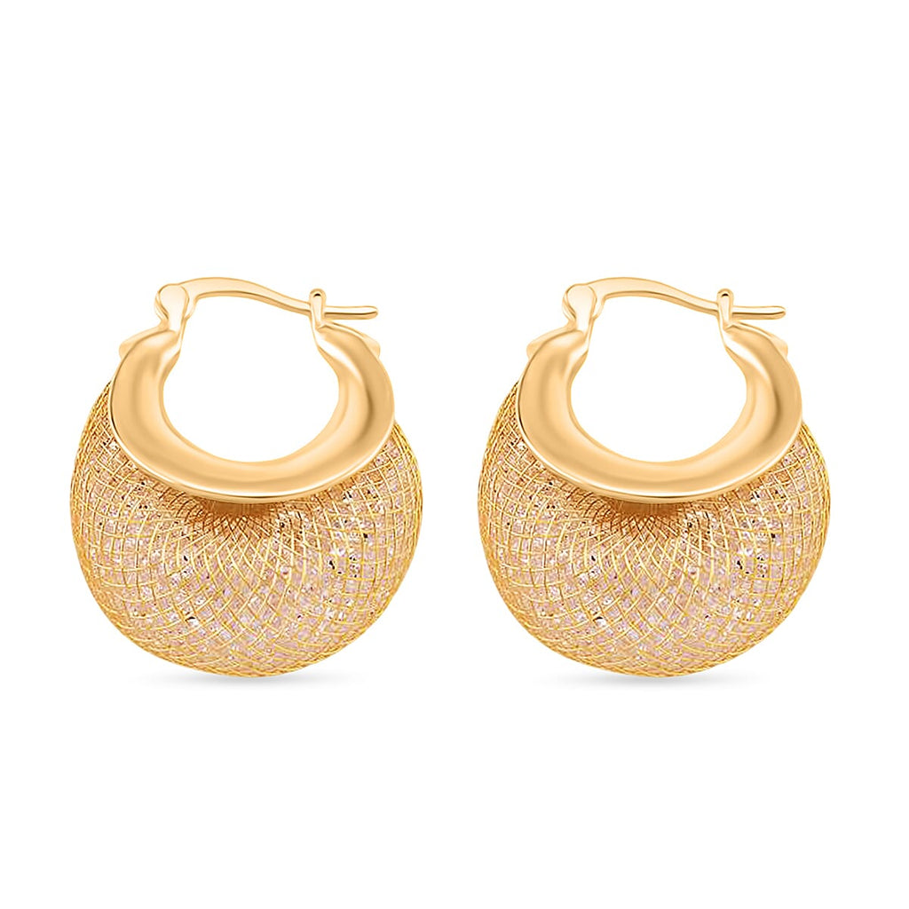 Austrian White Crystal Earrings with Clasp in Yellow Gold Plated