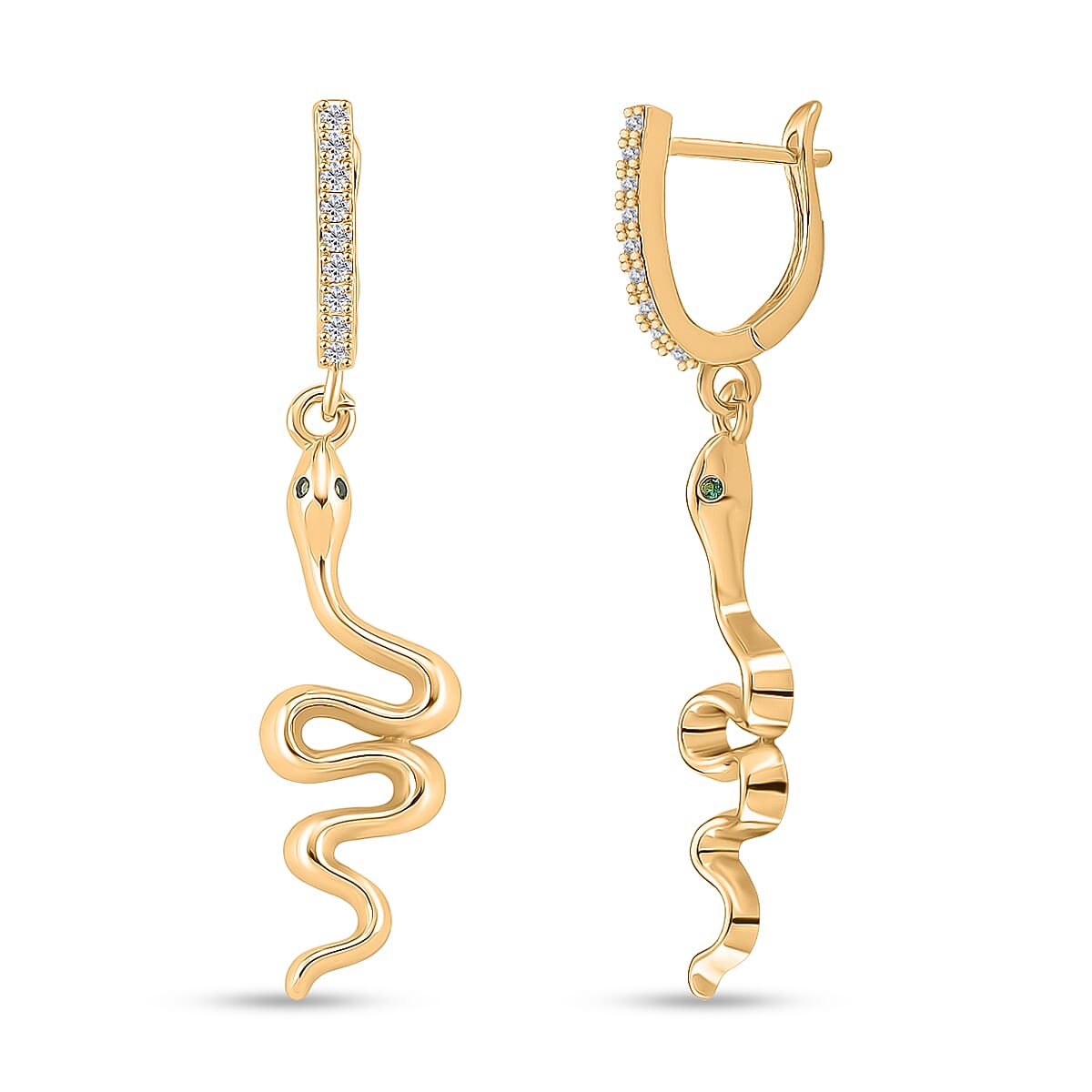 Biacco Collection - Austrian White Crystal Serpent Earrings with Clasp in Yellow Gold Plated 8215290 0