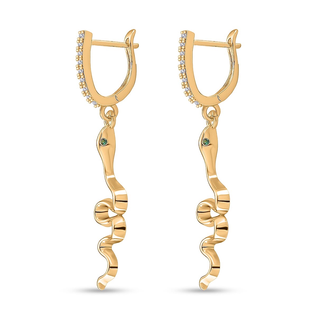 Biacco Collection - Austrian White Crystal Serpent Earrings with Clasp in Yellow Gold Plated 8215290 4