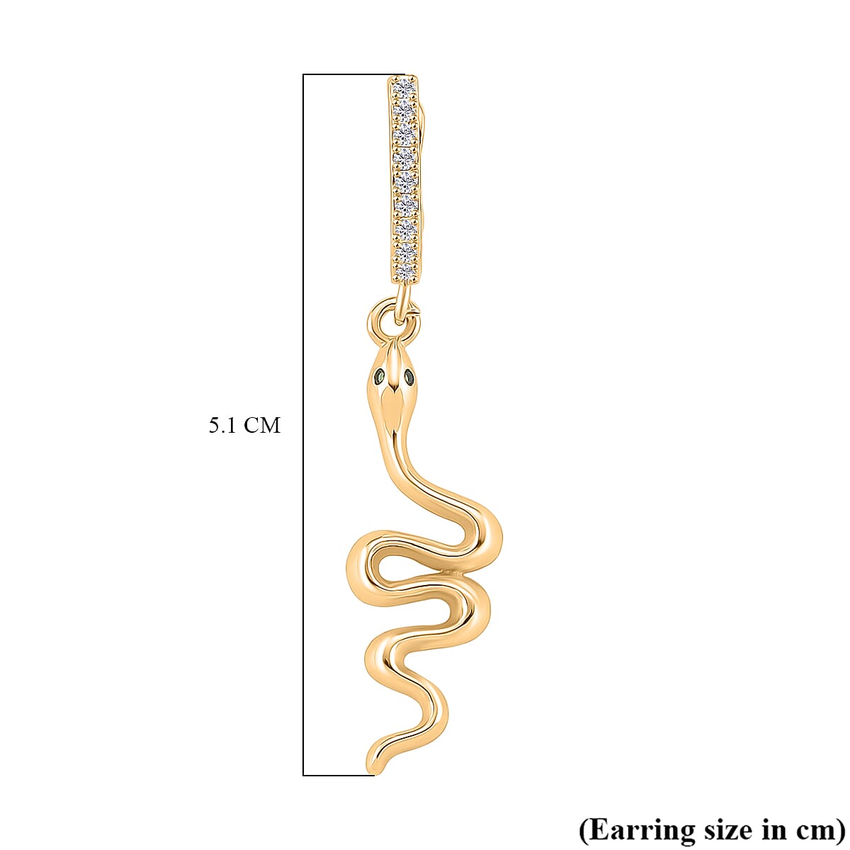 Biacco Collection - Austrian White Crystal Serpent Earrings with Clasp in Yellow Gold Plated 8215290 6