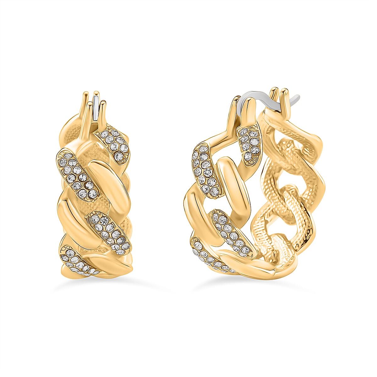 Closeout Deal Austrian White Crystal Curb Earrings with Clasp 8164288 0