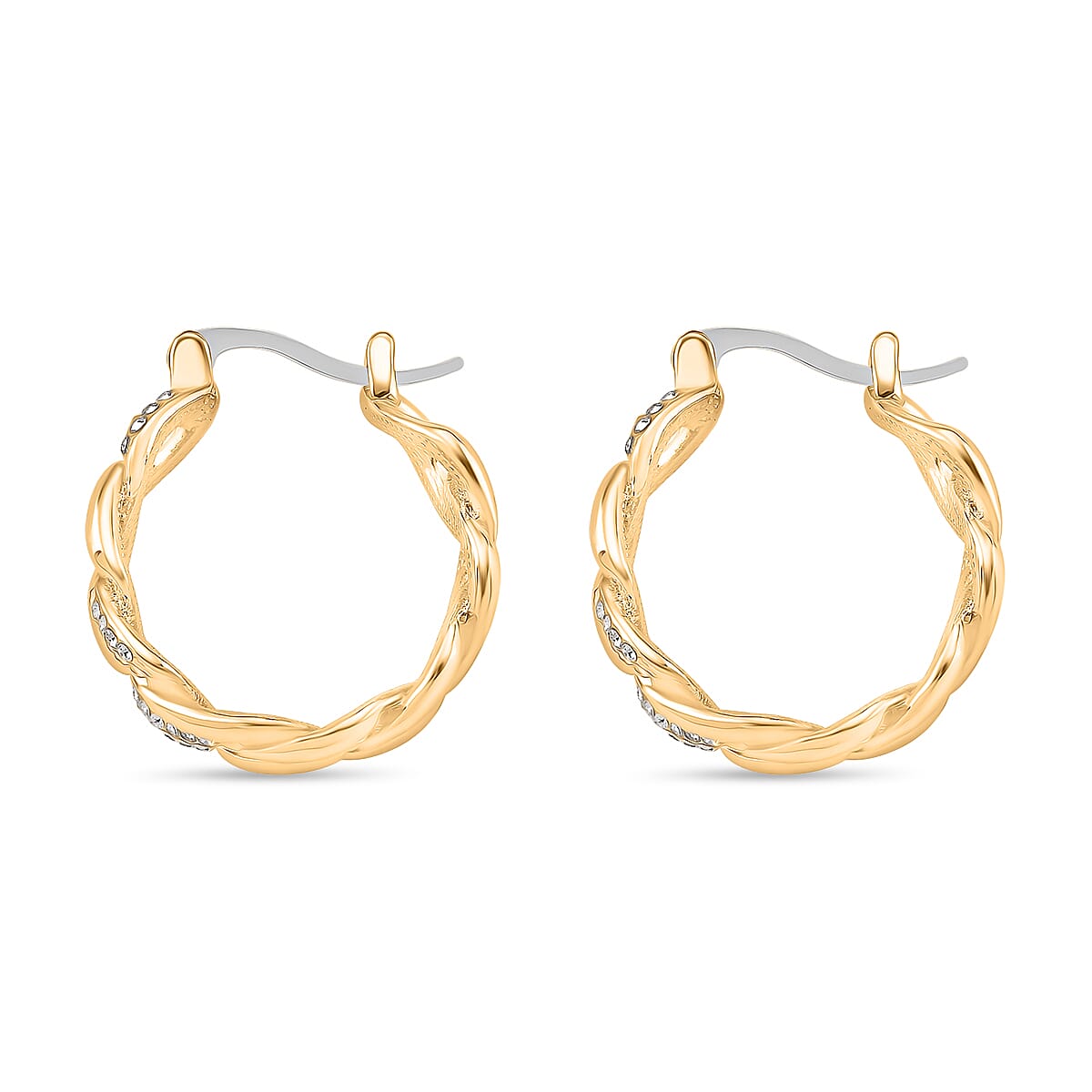 Closeout Deal Austrian White Crystal Curb Earrings with Clasp 8164288 4