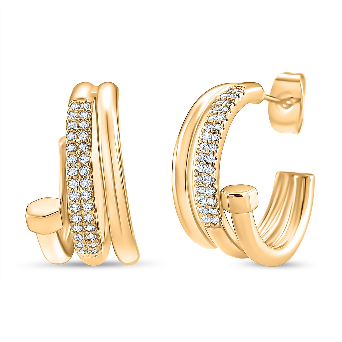 Boutique Closeout - Austrian White Crystal Earrings in Yellow Gold Plated 8215301 0