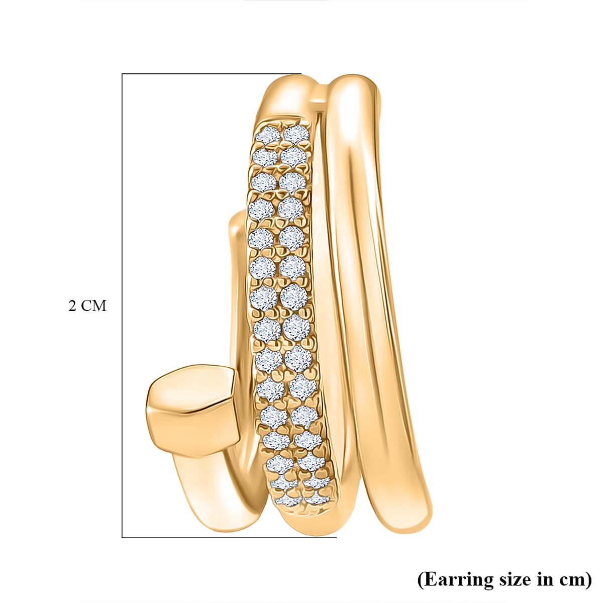 Boutique Closeout - Austrian White Crystal Earrings in Yellow Gold Plated 8215301 5