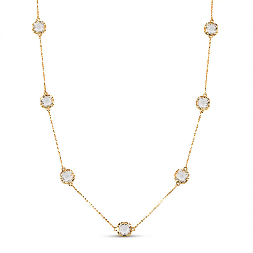Designer Inspired- Austrian White Crystal Necklace (Size - 30-2 EXT)