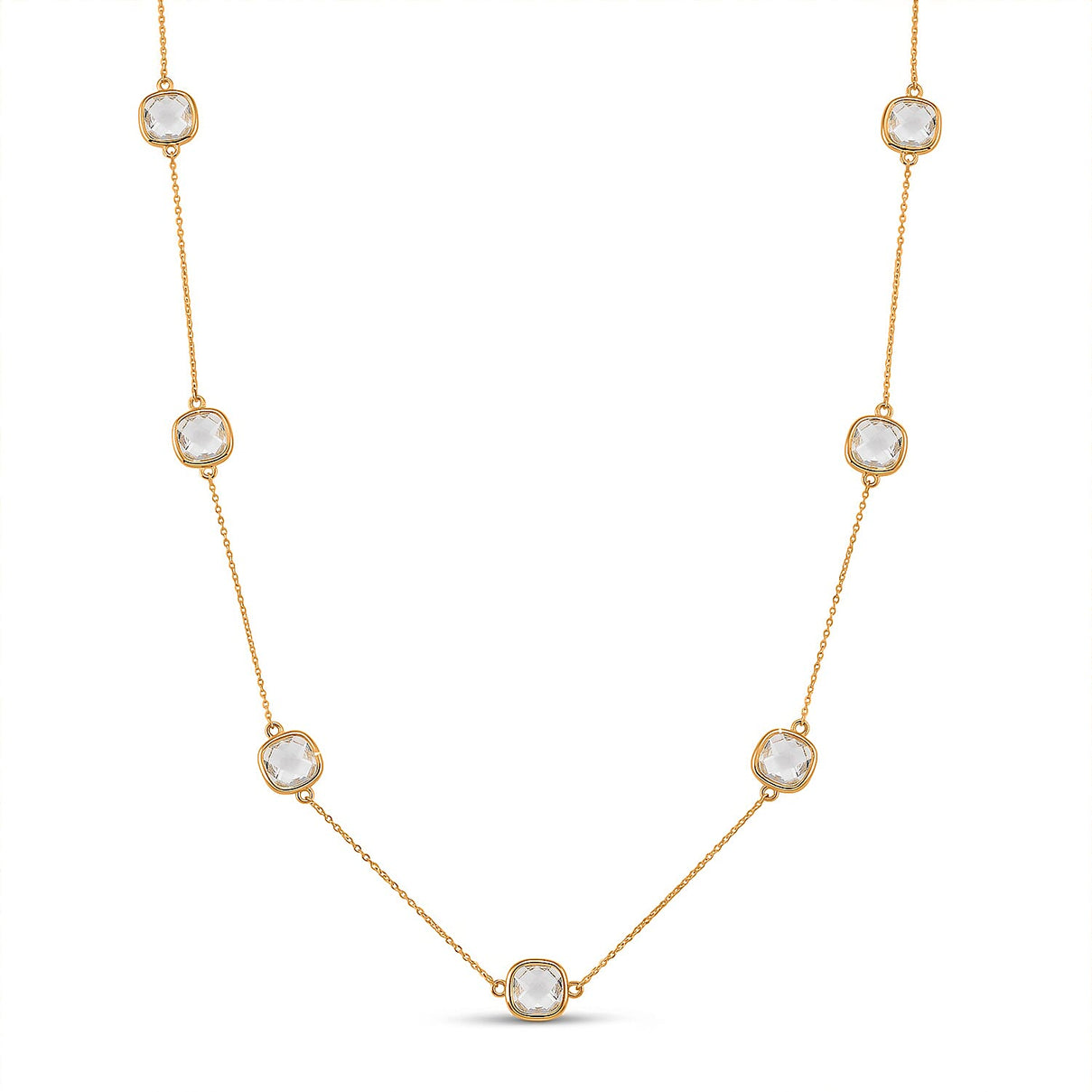 Designer Inspired- Austrian White Crystal Necklace (Size - 30+2 EXT) V32513398 0