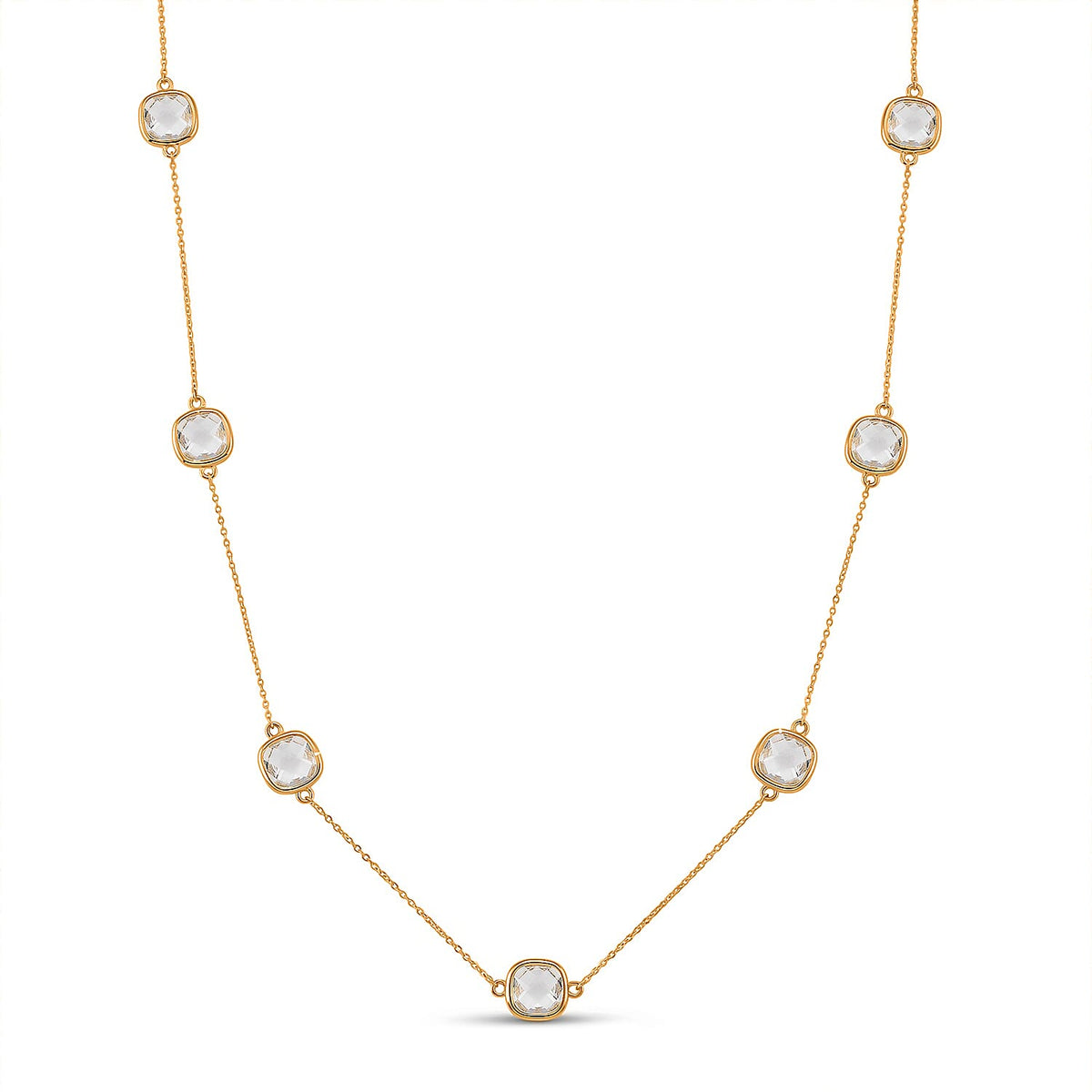 Designer Inspired- Austrian White Crystal Necklace (Size - 30+2 EXT) V32513398 0