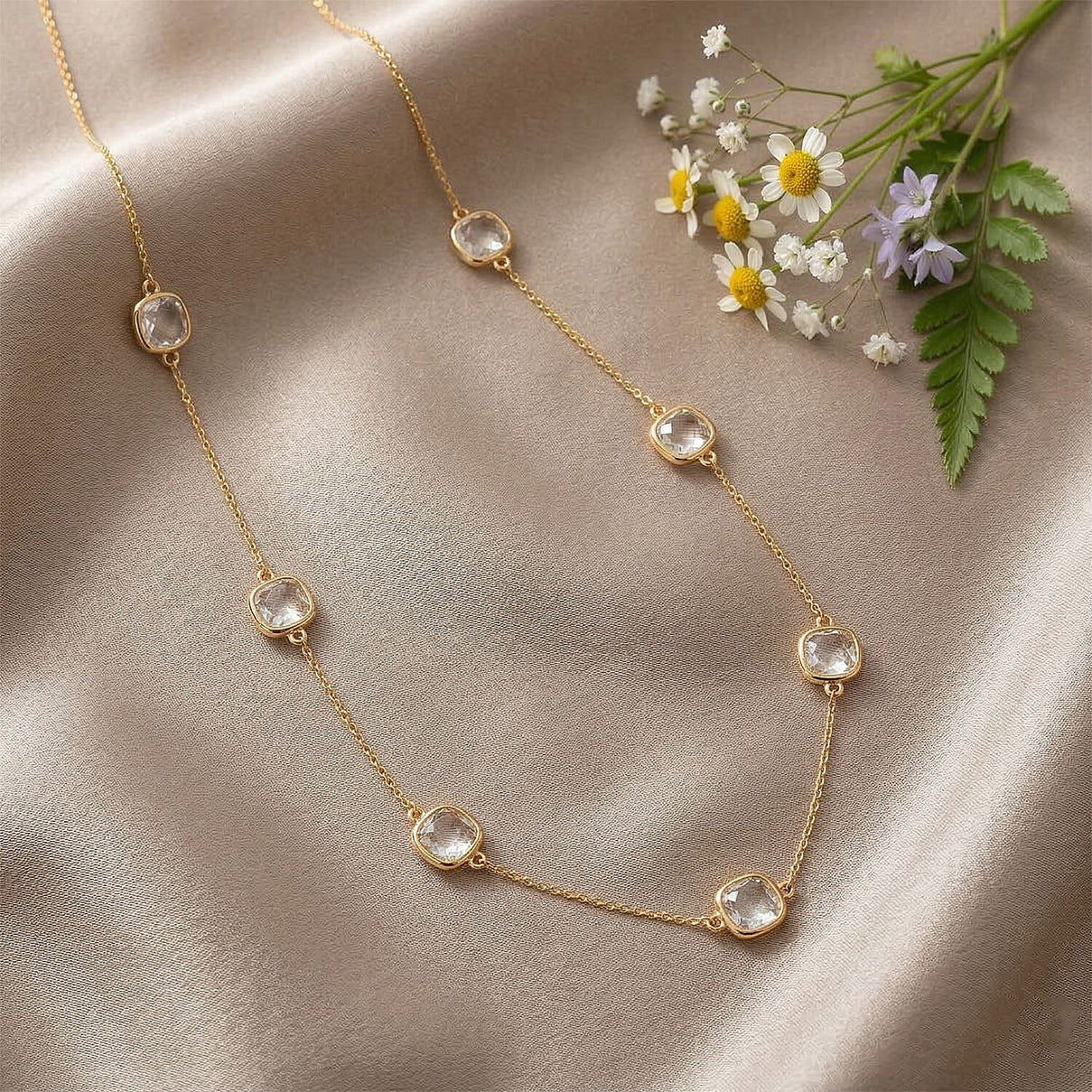 Designer Inspired- Austrian White Crystal Necklace (Size - 30+2 EXT) V32513398 3