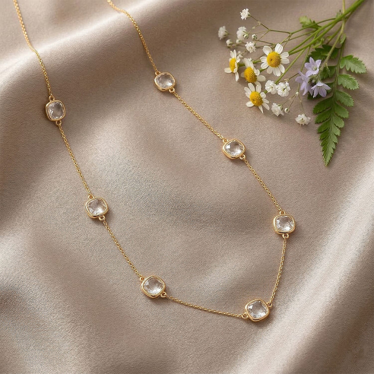 Designer Inspired- Austrian White Crystal Necklace (Size - 30+2 EXT) V32513398 3