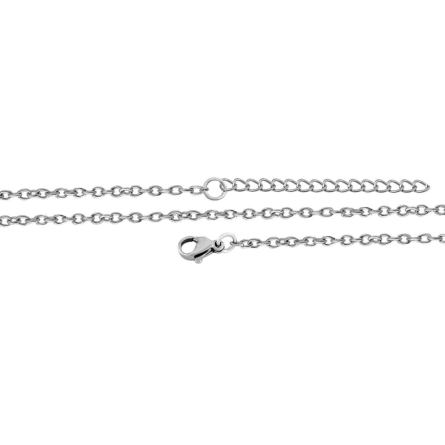 White Austrian Crystal Enamelled Moon &amp; Earth Pendant with Chain (Size 24-2 Ext.) 4123358 6