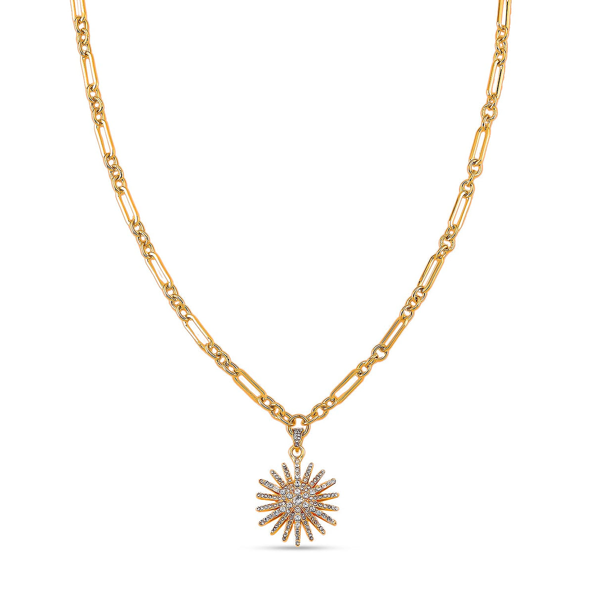 Austrian White Crystal Starburst Necklace (Size 19.5 - 2 Ext) in Yellow Gold Plated 8254353 0