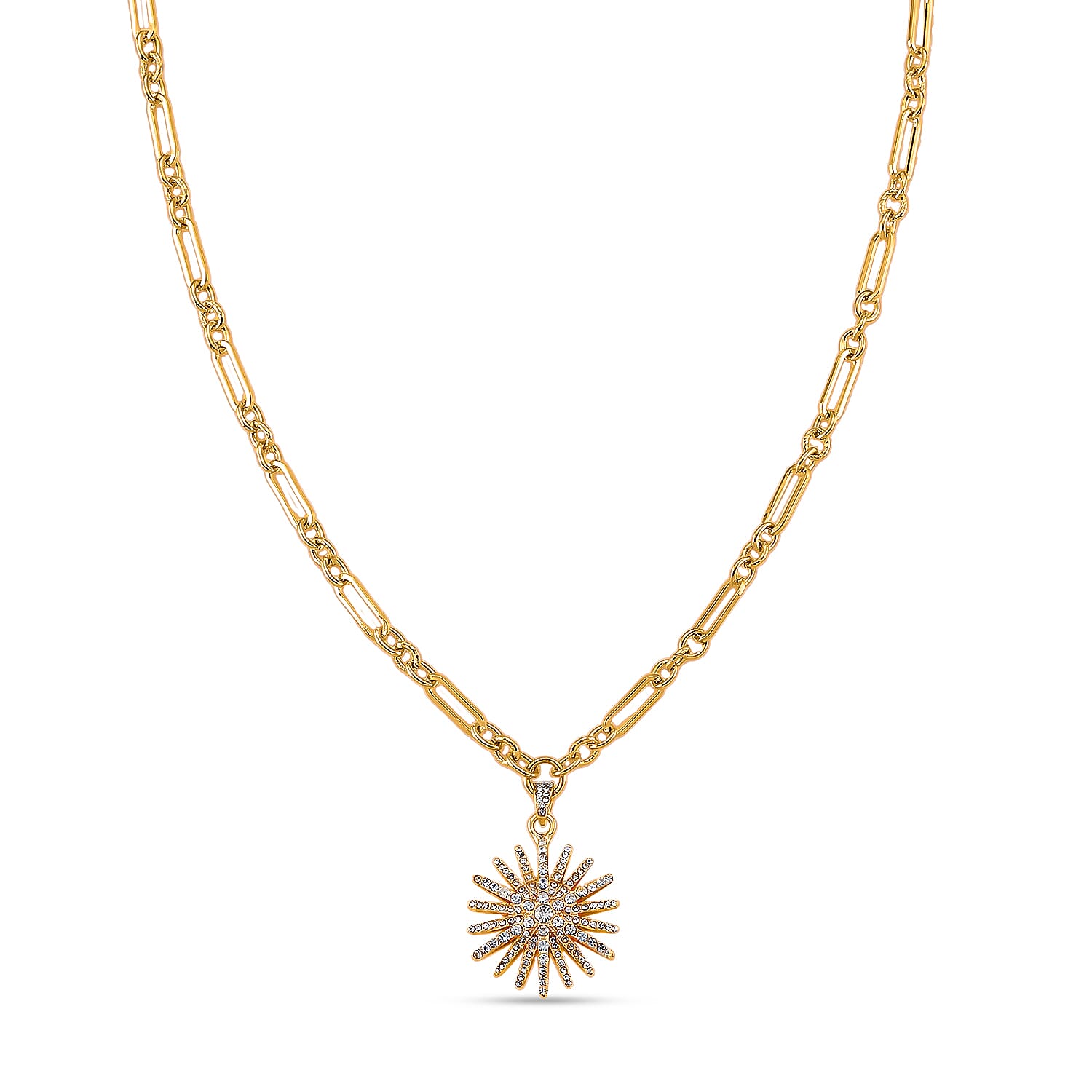 Austrian White Crystal Starburst Necklace (Size 19.5 - 2 Ext) in Yellow Gold Plated 8254353 0