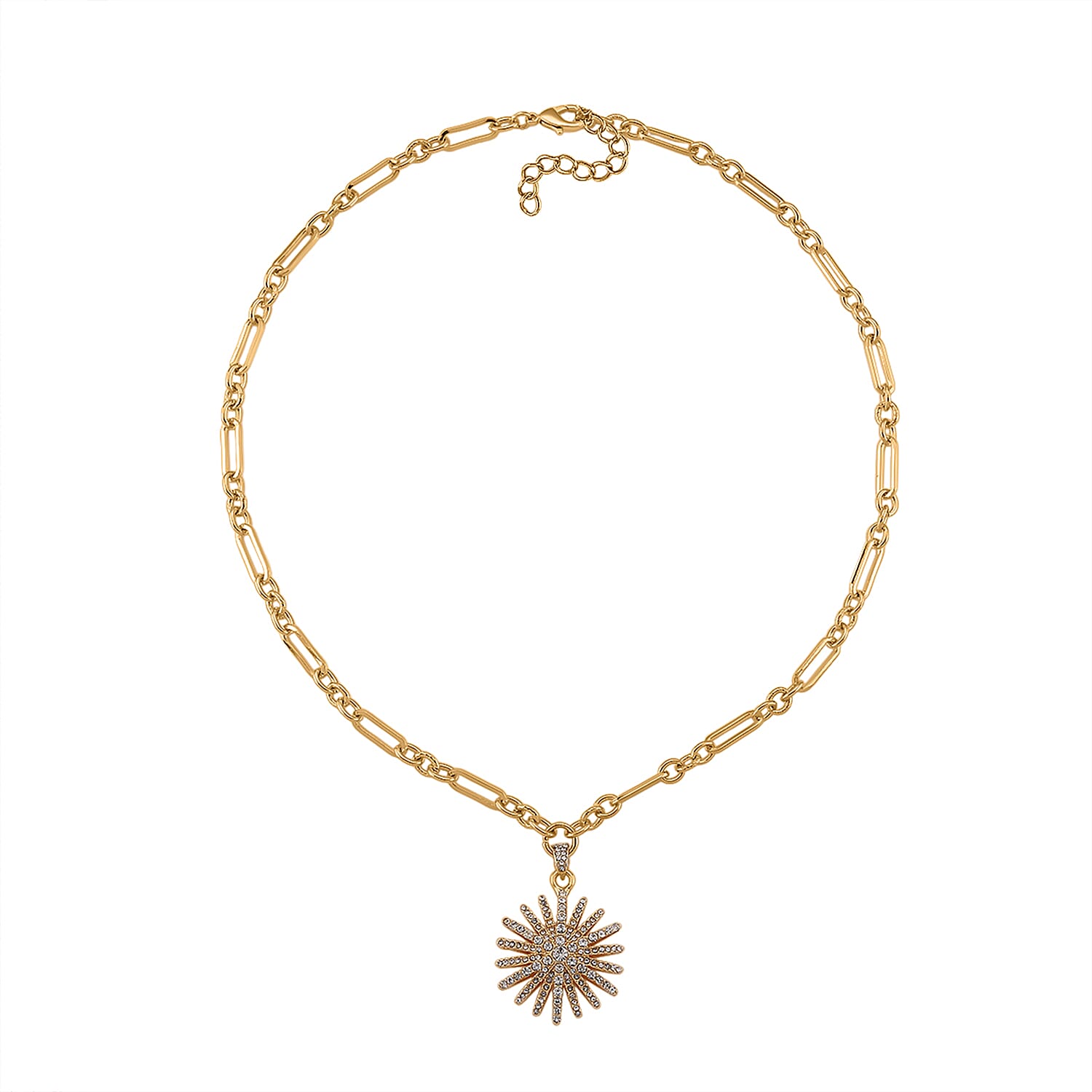 Austrian White Crystal Starburst Necklace (Size 19.5 - 2 Ext) in Yellow Gold Plated 8254353 2