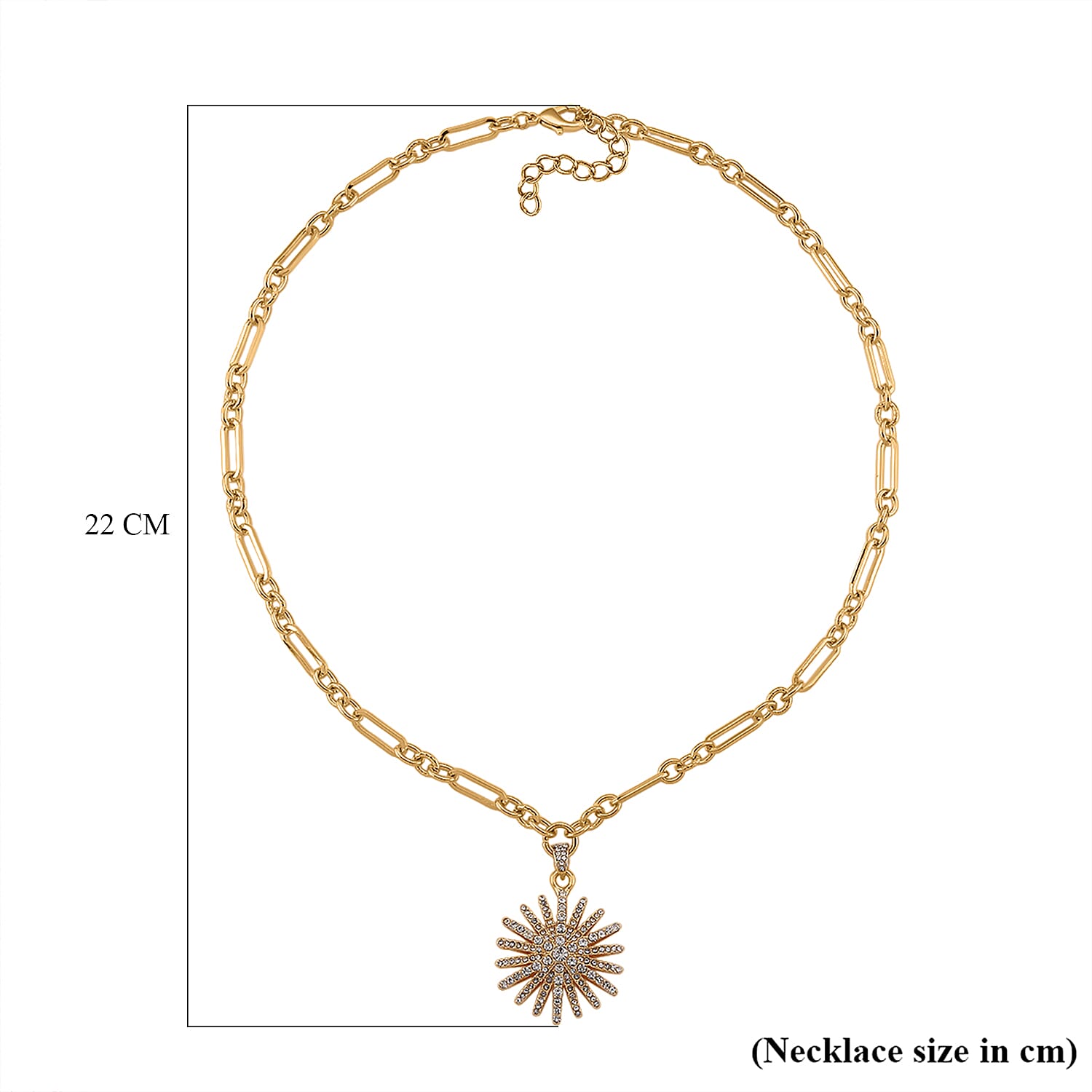 Austrian White Crystal Starburst Necklace (Size 19.5 - 2 Ext) in Yellow Gold Plated 8254353 4