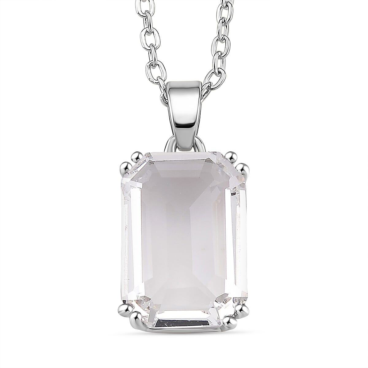 Austrian White Crystal Solitaire Pendant with Chain (Size 20-2 Ext) with Lobster Clasp in White Tone V32531114 0