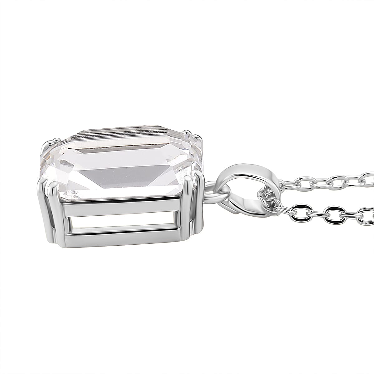 Austrian White Crystal Solitaire Pendant with Chain (Size 20-2 Ext) with Lobster Clasp in White Tone V32531114 3