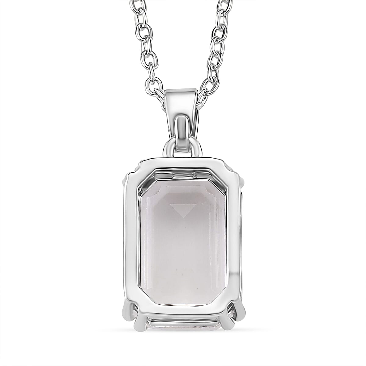 Austrian White Crystal Solitaire Pendant with Chain (Size 20-2 Ext) with Lobster Clasp in White Tone V32531114 4