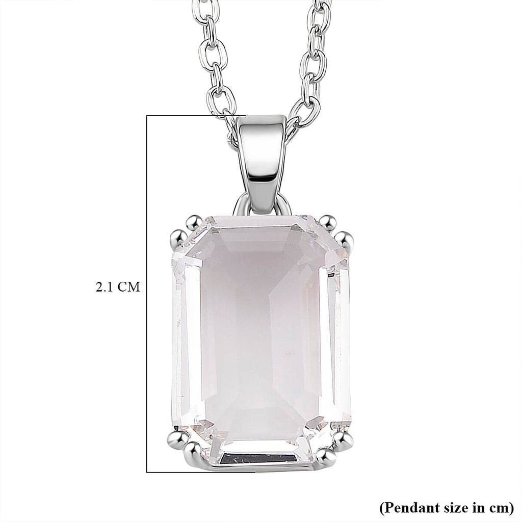 Austrian White Crystal Pendant with Chain (Size 20-2 Ext) with Lobster Clasp in White Tone