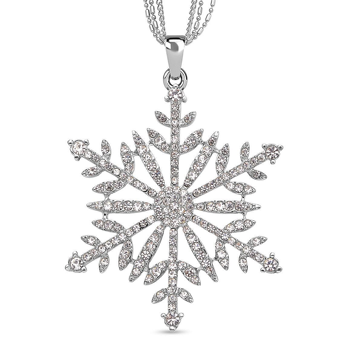 Austrian White Crystal Snowflake Pendant with Chain (Size 28-2 Inch) 10.00 Ct. 4421888 0