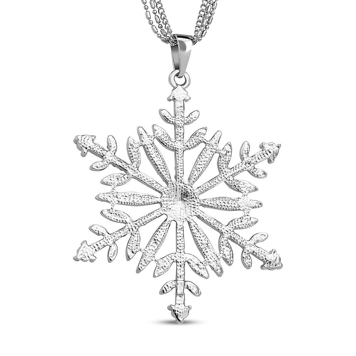 Austrian White Crystal Snowflake Pendant with Chain (Size 28-2 Inch) 10.00 Ct. 4421888 4