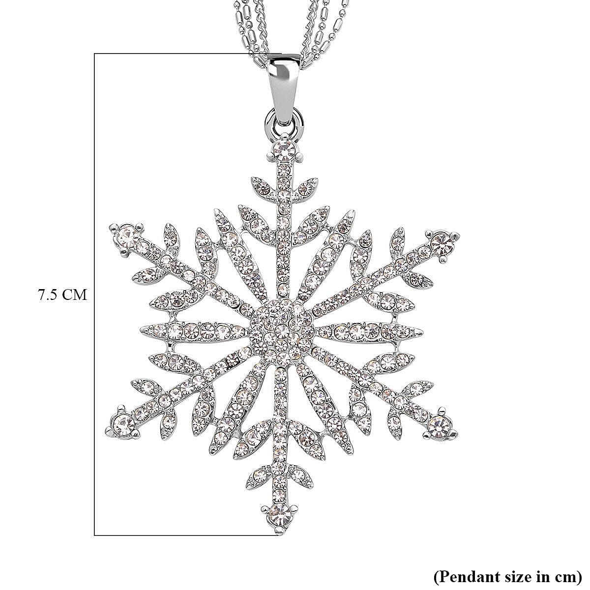 Austrian White Crystal Snowflake Pendant with Chain (Size 28-2 Inch) 10.00 Ct. 4421888 5