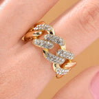 Designer Inspired  - Austrian White Crystal Curb Ring
