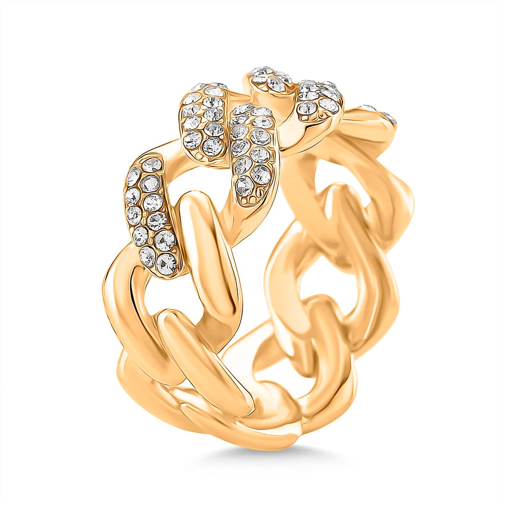 Designer Inspired  - Austrian White Crystal Curb Ring