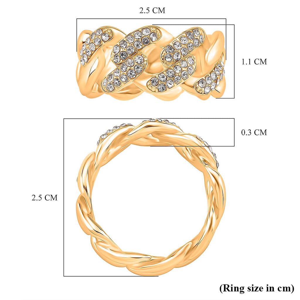 Designer Inspired  - Austrian White Crystal Curb Ring