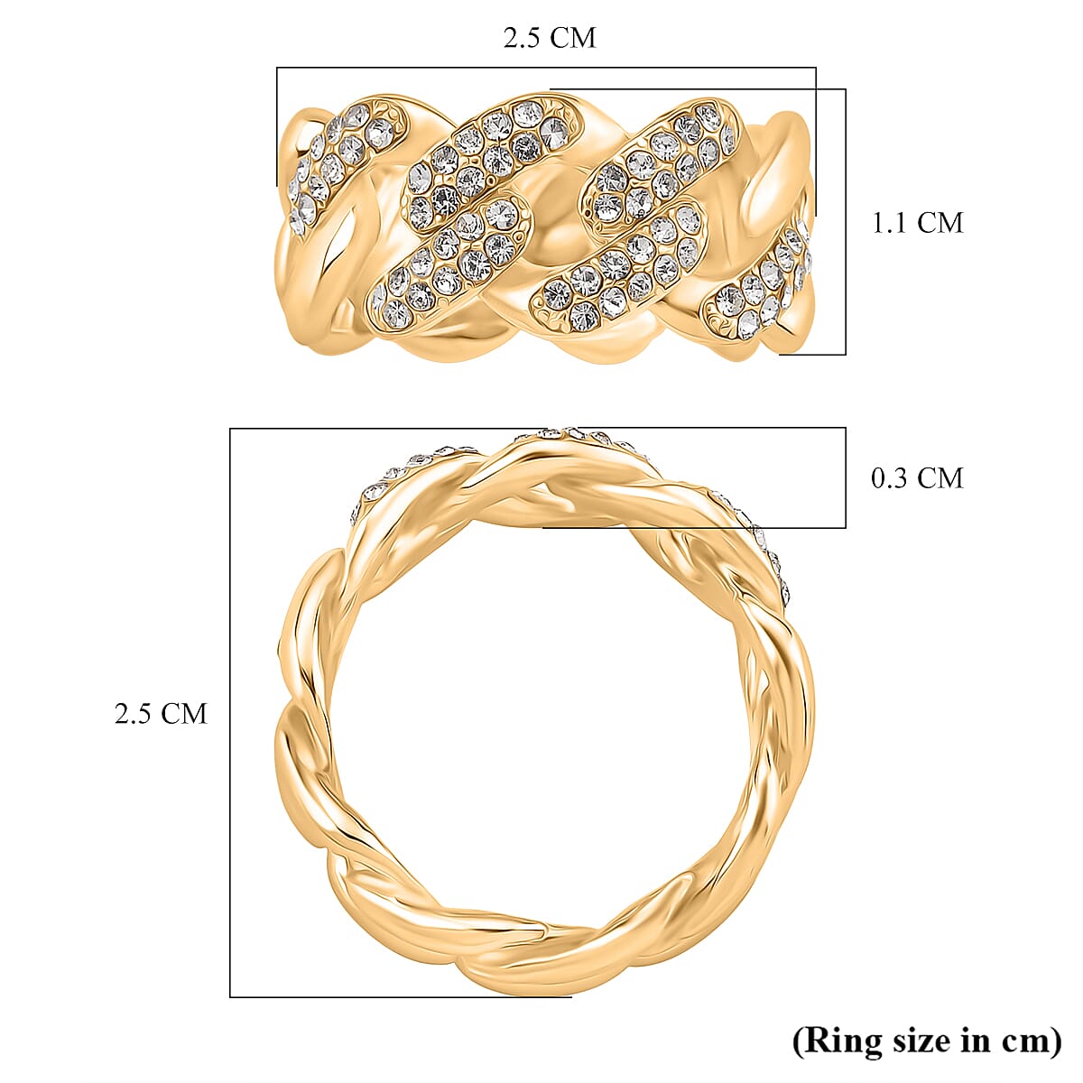 Designer Inspired  - Austrian White Crystal Curb Ring 8164289 5