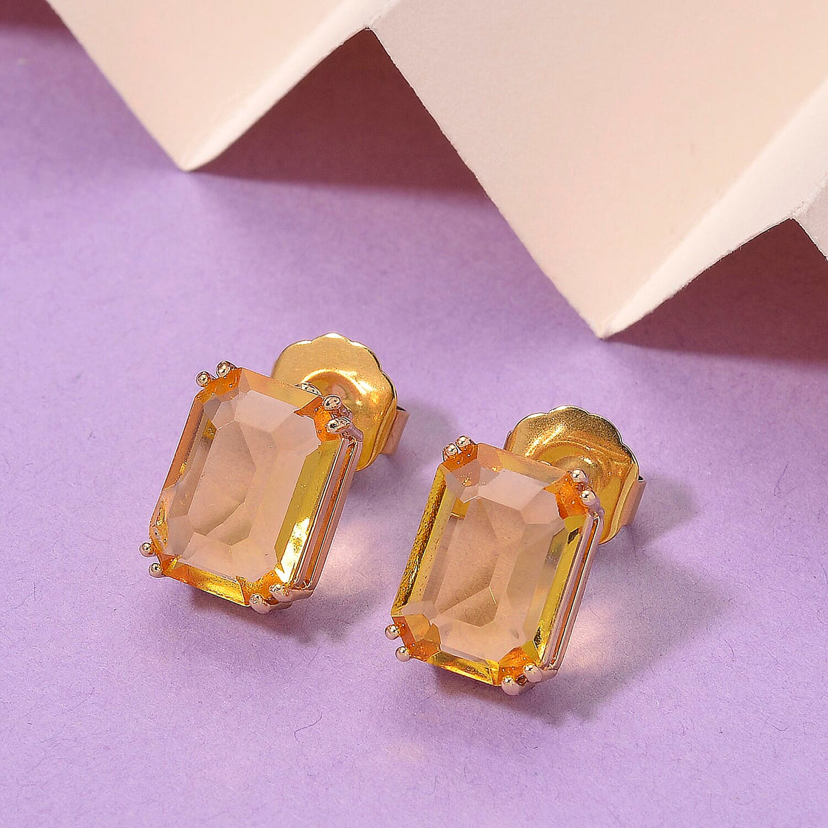 Austrian Yellow Crystal Solitaire Stud Earring with Push Back in Yellow Gold Tone 8162372 2