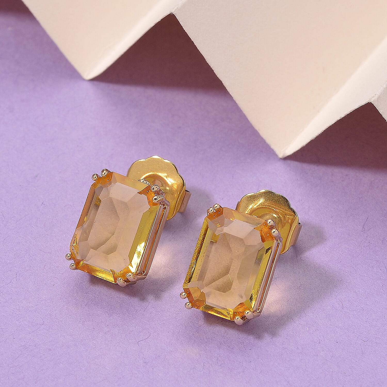Austrian Yellow Crystal Solitaire Stud Earring with Push Back in Yellow Gold Tone 8162372 2