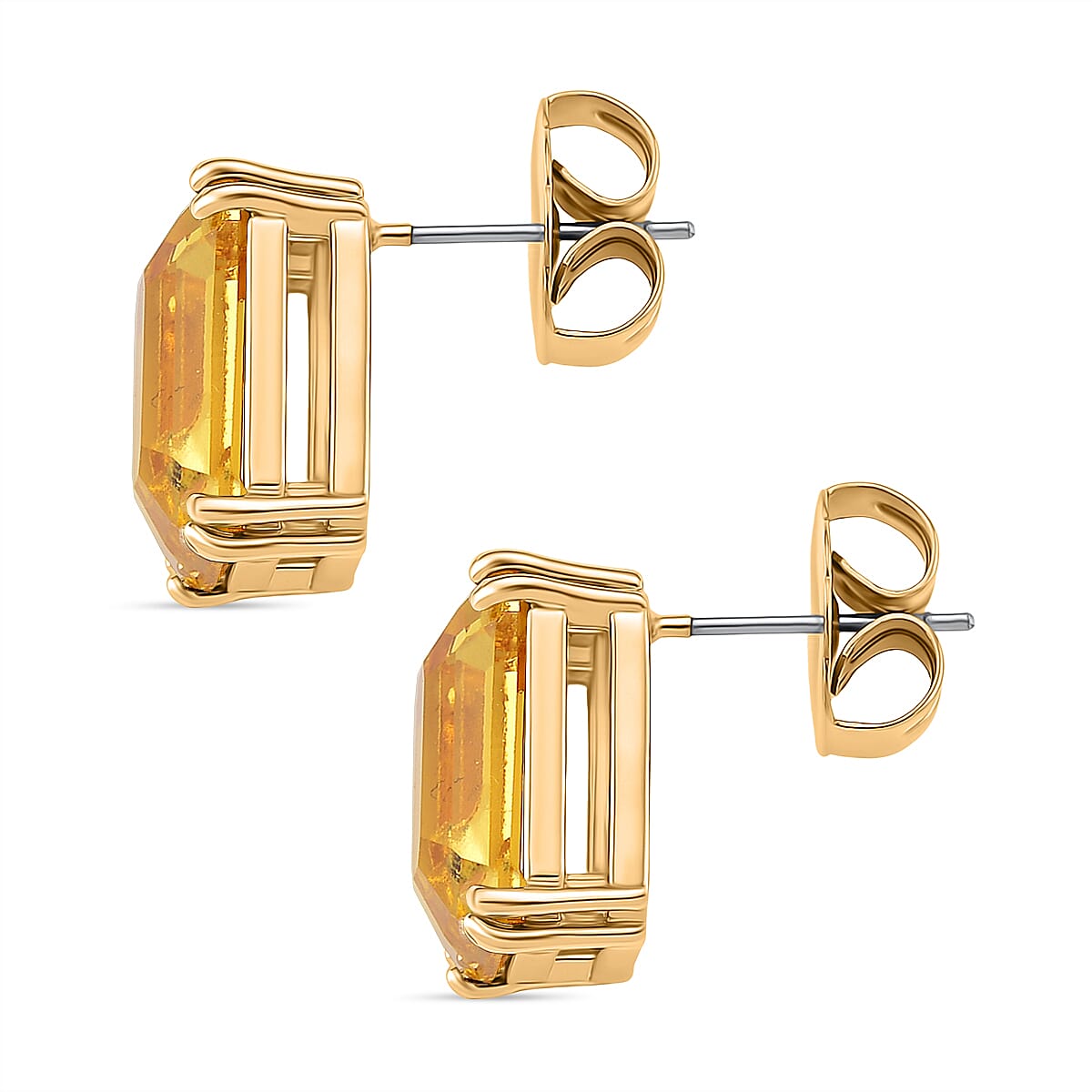 Austrian Yellow Crystal Solitaire Stud Earring with Push Back in Yellow Gold Tone 8162372 4