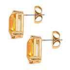 Austrian Yellow Crystal Earring with Push Back in Yellow Gold Tone