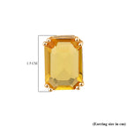 Austrian Yellow Crystal Earring with Push Back in Yellow Gold Tone