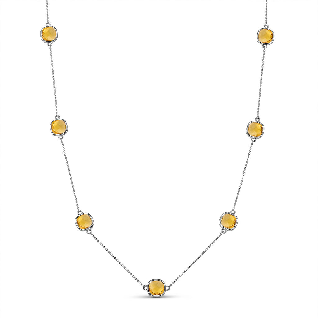 Designer Inspired- Austrian Yellow Crystal Necklace (Size - 30-2 EXT)