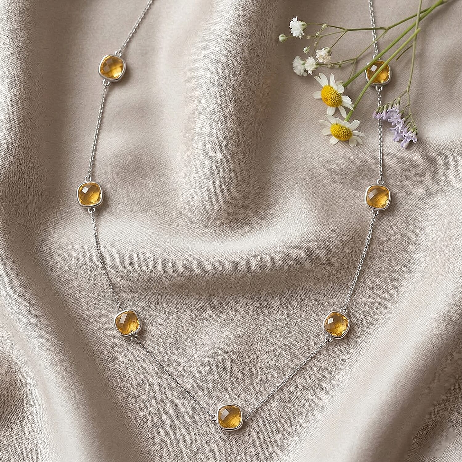 Designer Inspired- Austrian Yellow Crystal Necklace (Size - 30+2 EXT) 8431916 3